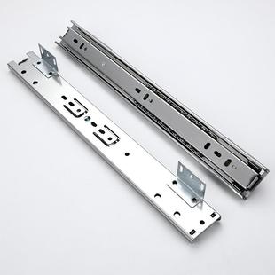橱柜静音三节外侧角拉篮滑轨 抽屉柜子侧装冷轧钢导轨拉篮配件
