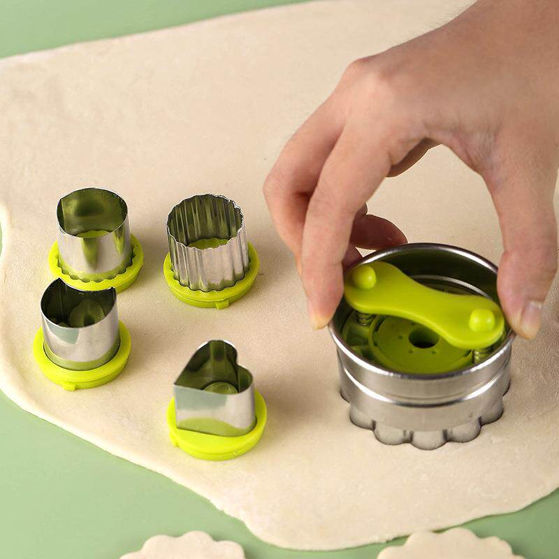 现代简约空心灌曲奇夹心饼干模具挞烘焙工具印花模圆形手工不锈钢