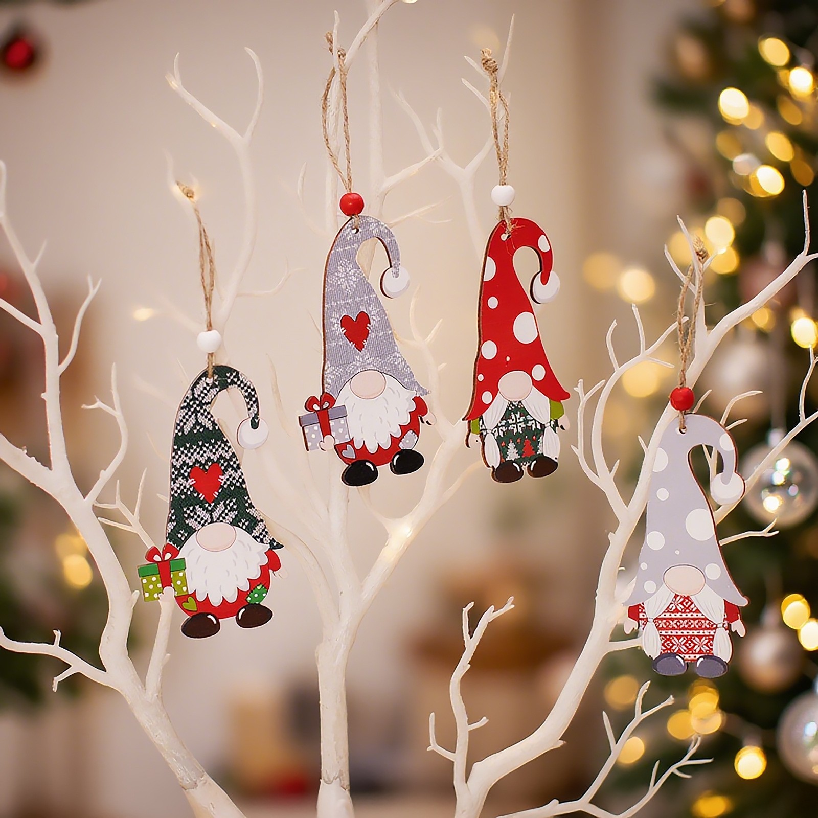 铭冠新品 圣诞节装饰品卡通无脸娃娃套装木质挂件圣诞树挂饰定制