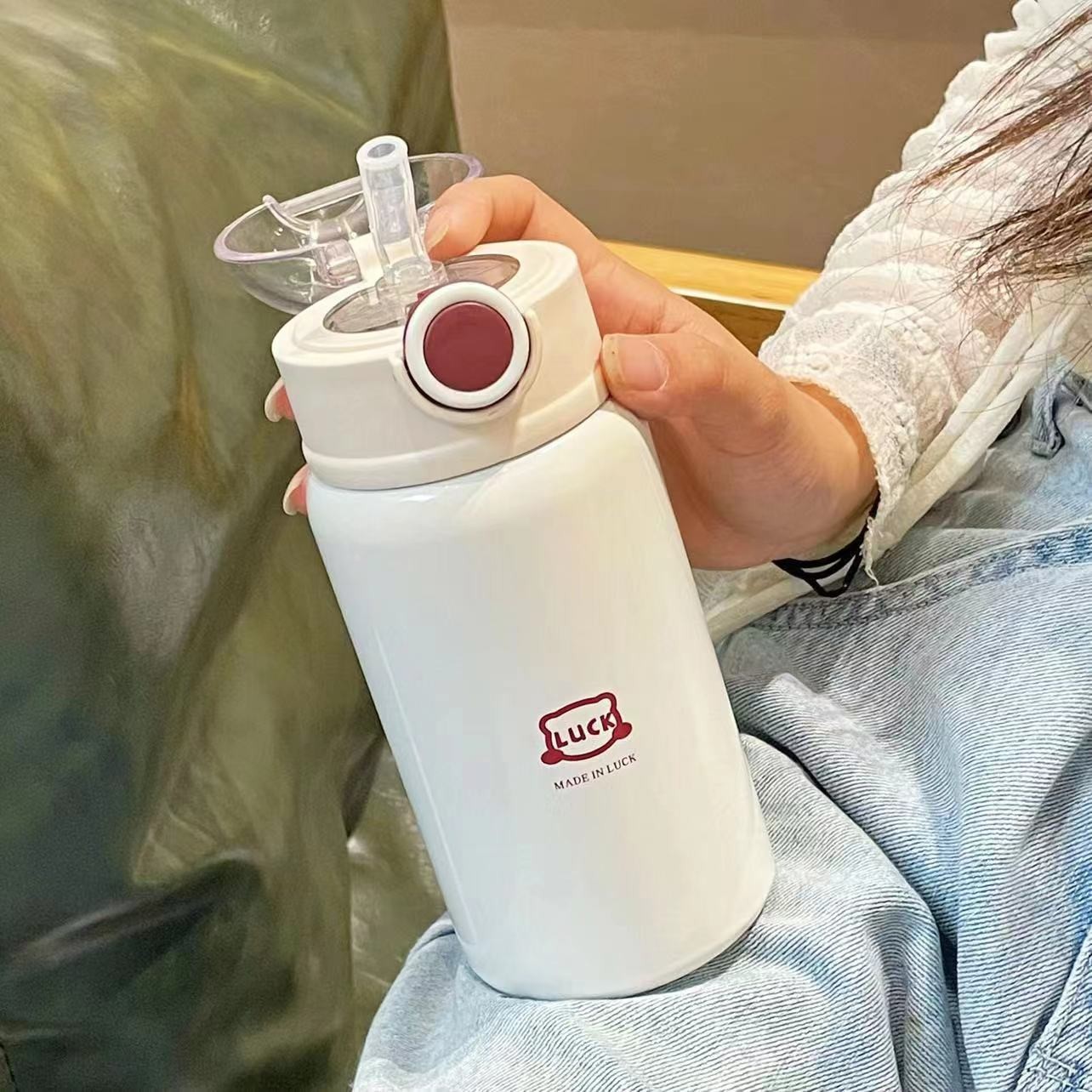 简约保温杯女生吸管杯子ins高颜值网红2025新款大人学生儿童定制