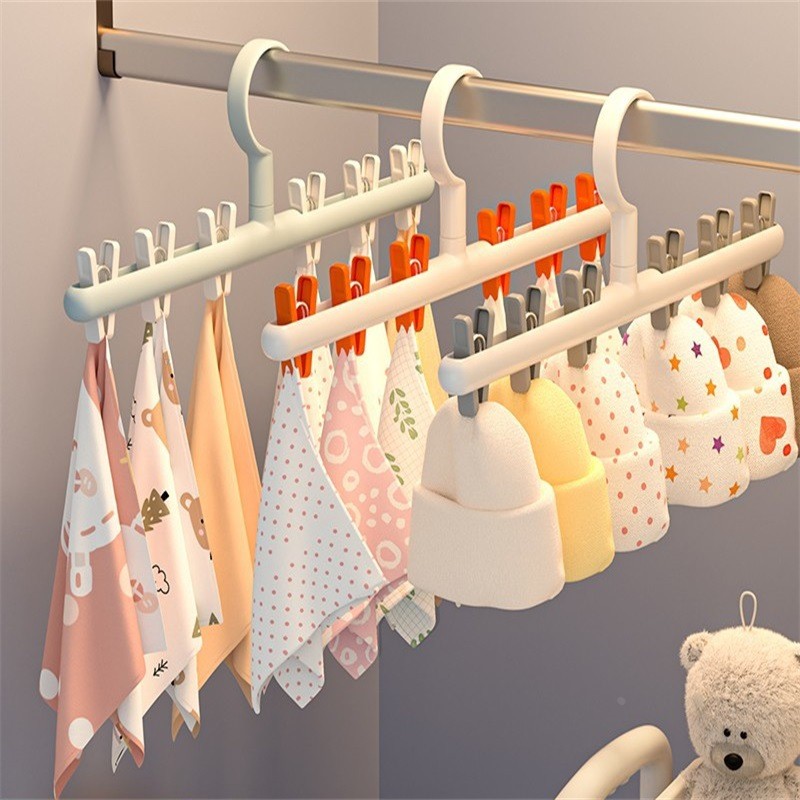 晒袜子衣架婴儿晾衣服挂架家用塑料晾晒收纳带夹子宝宝儿童衣定制