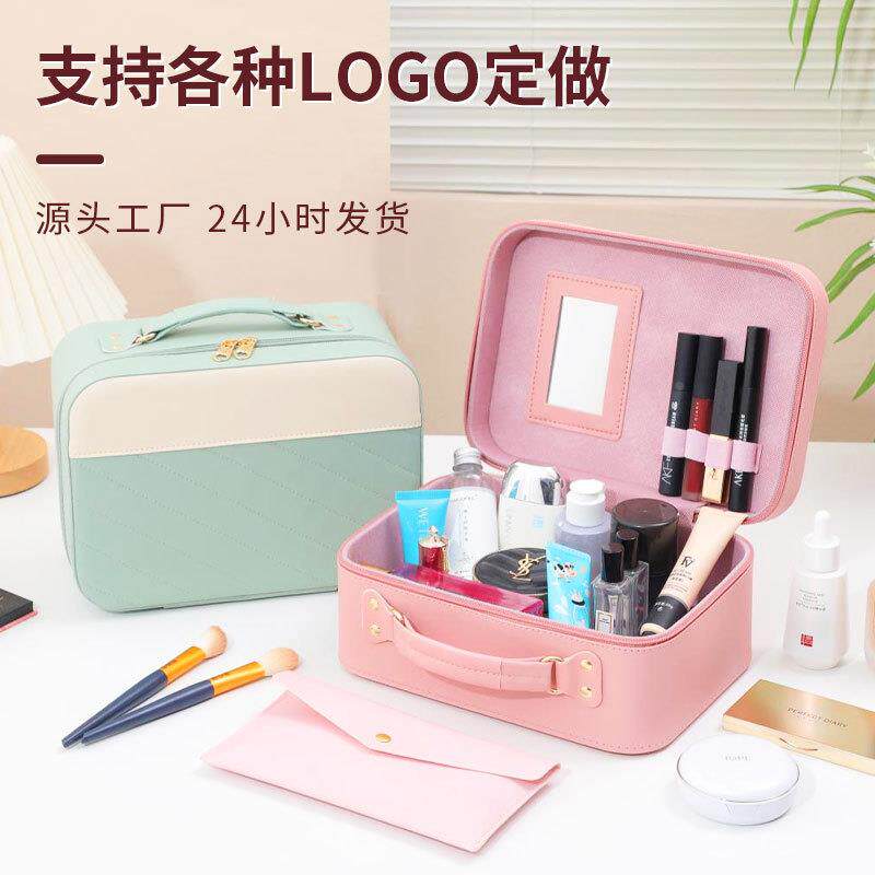 工厂定 做高颜值ins化妆箱大容量化妆品收纳包PU防水皮革手提箱子