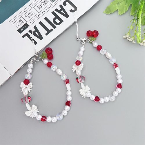 ins可爱樱桃链条小众短款手机挂件串珠手机链相机ccd挂绳定制