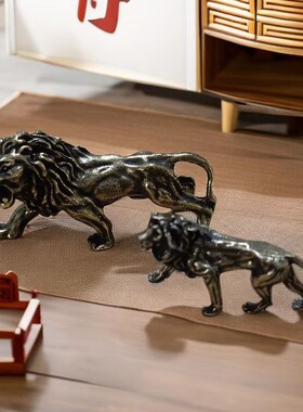 狮子小铜摆件实心狮子王宠钥匙扣微雕古玩铜器铜艺铜件工艺品定制