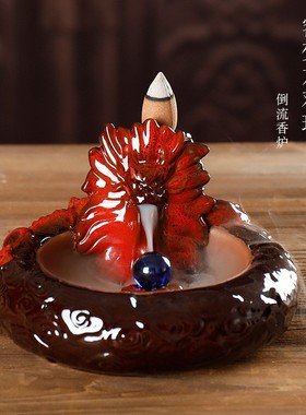 直销龙陶瓷烟倒流香炉 创意烟灰缸倒流龙香薰炉小号家居摆件定制