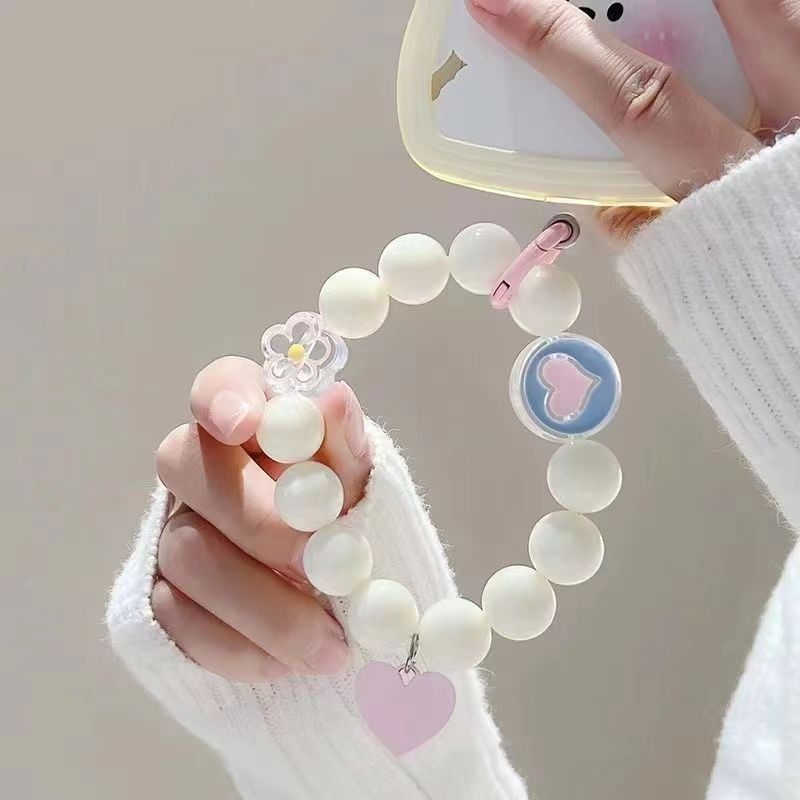 韩式ins少女风可爱糖果色卡通串珠手机链清新甜美防丢手机壳定制