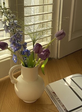 欧式简约素胚陶瓷花瓶摆件干花插花器创意艺术客厅电视柜桌面定制