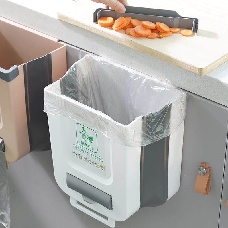 壁挂式折叠垃圾桶厨房家用橱柜门悬挂加厚大号收纳纸篓分类垃圾桶