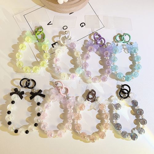 简约双环蝴蝶结手机链条挂链通用手机壳耳机套相机CCD钥匙扣定制