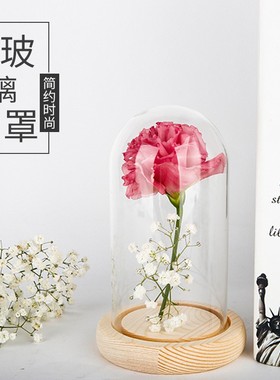 直供永生花玻璃罩展示盒防尘罩手办手模罩子透明桌面摆件定制