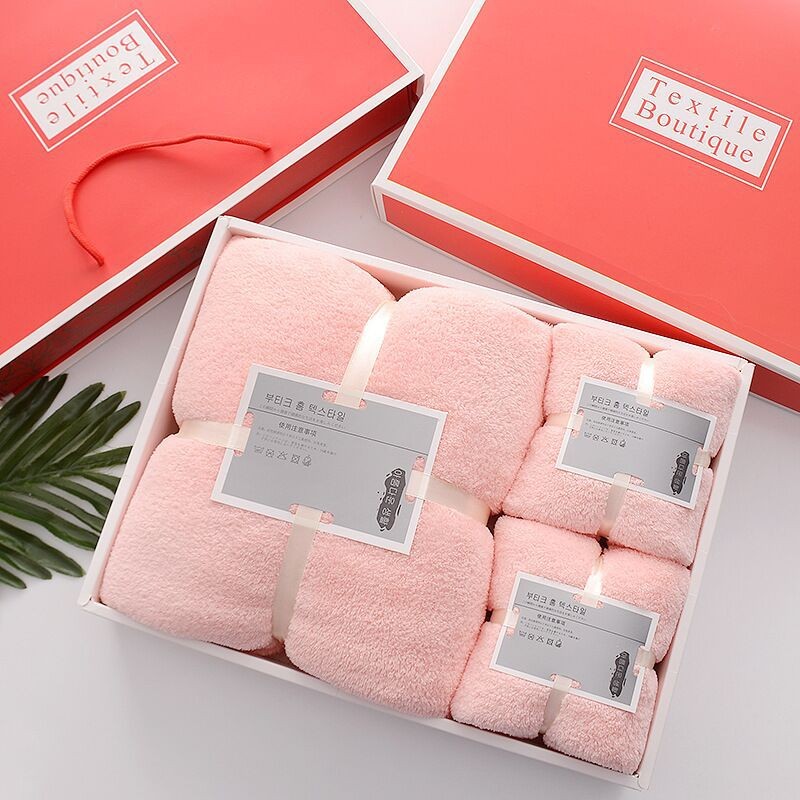 浴巾毛巾套装礼盒三件套装婚庆回礼品珊瑚绒柔软加厚字母套巾定制