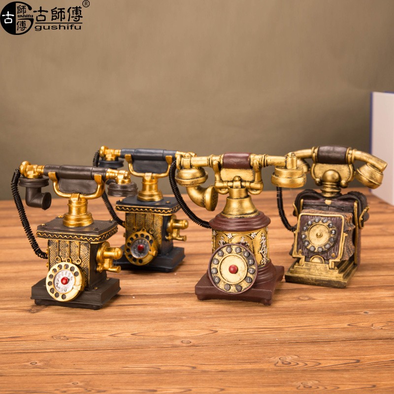 欧式复古老式电话机摆件 创意电话摆件模型电影拍摄酒吧桌面定制