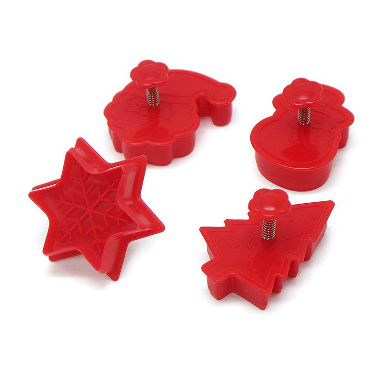 圣诞节饼干模具 3d立体弹簧按压式饼干模具圣诞节DIY卡通翻糖模具