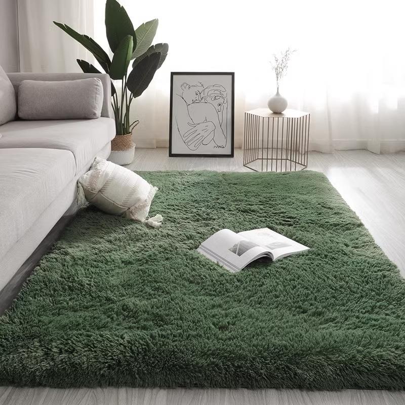 简约色丝毛pv绒扎染长毛茶几客厅卧室阳台家用地毯地垫carpet定制