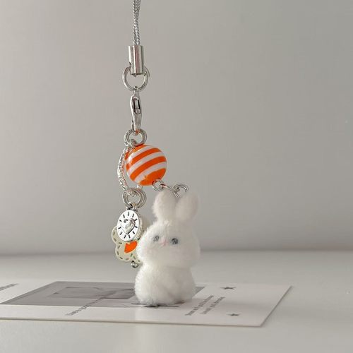 同款植绒萝卜兔子手机壳挂件包包钥匙扣装饰品diy手串珠定制