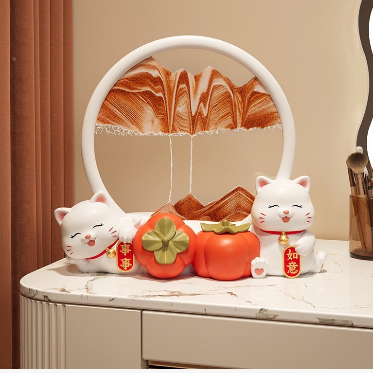 客厅现代礼物乔迁新居摆件熊猫流沙画电视柜玄关装饰品家居饰定制图片