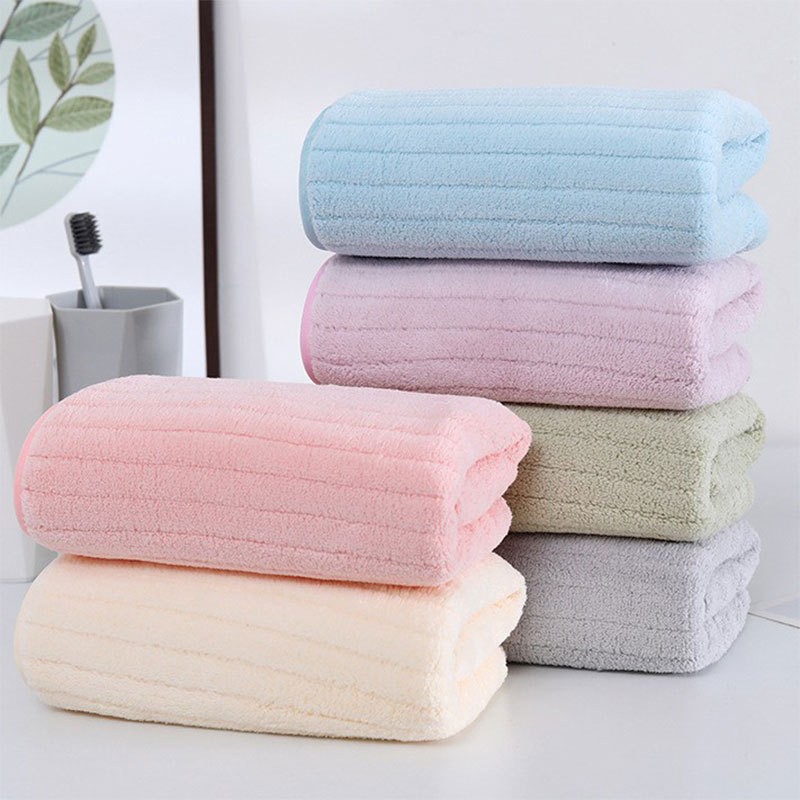 日系抽条珊瑚绒毛巾浴巾大号加厚家用套装包边吸水洗脸巾定制