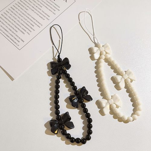 简约黑白蝴蝶结挂饰吊手机壳挂绳手机链条相机ccd挂饰钥匙扣定制