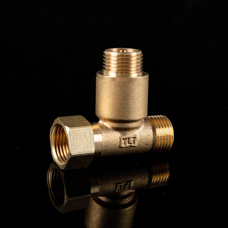 三通燃气管家用厨卫配件加厚黄铜冷水热水器单向出水接头止回阀