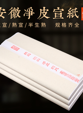 天宣阁安徽净皮生宣纸半生半熟熟宣三尺四尺六尺三开四开六开八开对开书法国画工笔画学生毛笔字考级作品用纸