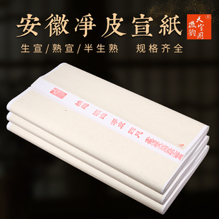 天宣阁安徽净皮生宣纸半生半熟熟宣三尺四尺六尺三开四开六开八开对开书法国画工笔画学生毛笔字考级作品用纸
