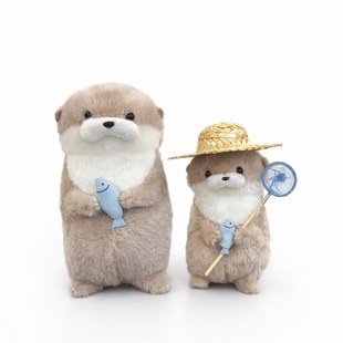 日本AMUFUN amuse抱鱼水獭玩偶挂件公仔玩具毛绒包包挂饰正版