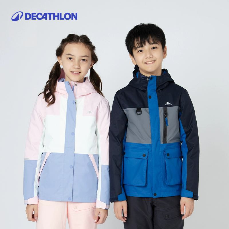 迪卡侬亲子装羽绒服三合一外套