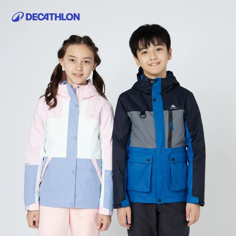 迪卡侬儿童三合一秋冬保暖羽绒服