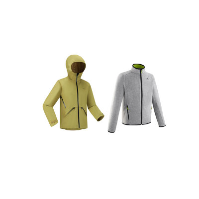 迪卡侬儿童冲锋衣三合一户外防水