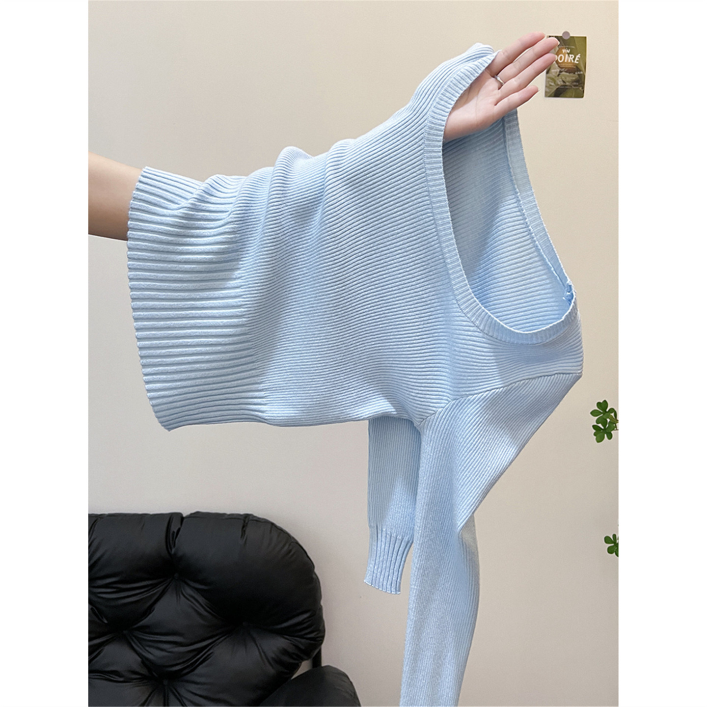 高级感法式方领软糯毛衣女针织衫