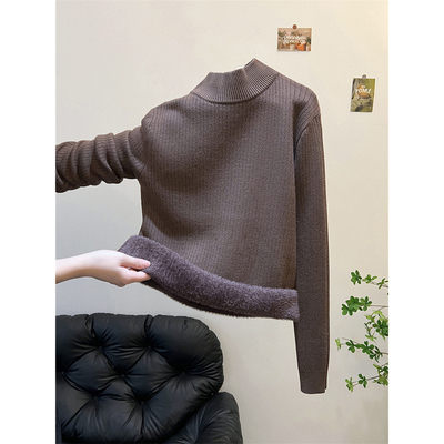 高级感半高领加厚毛衣女打底针织
