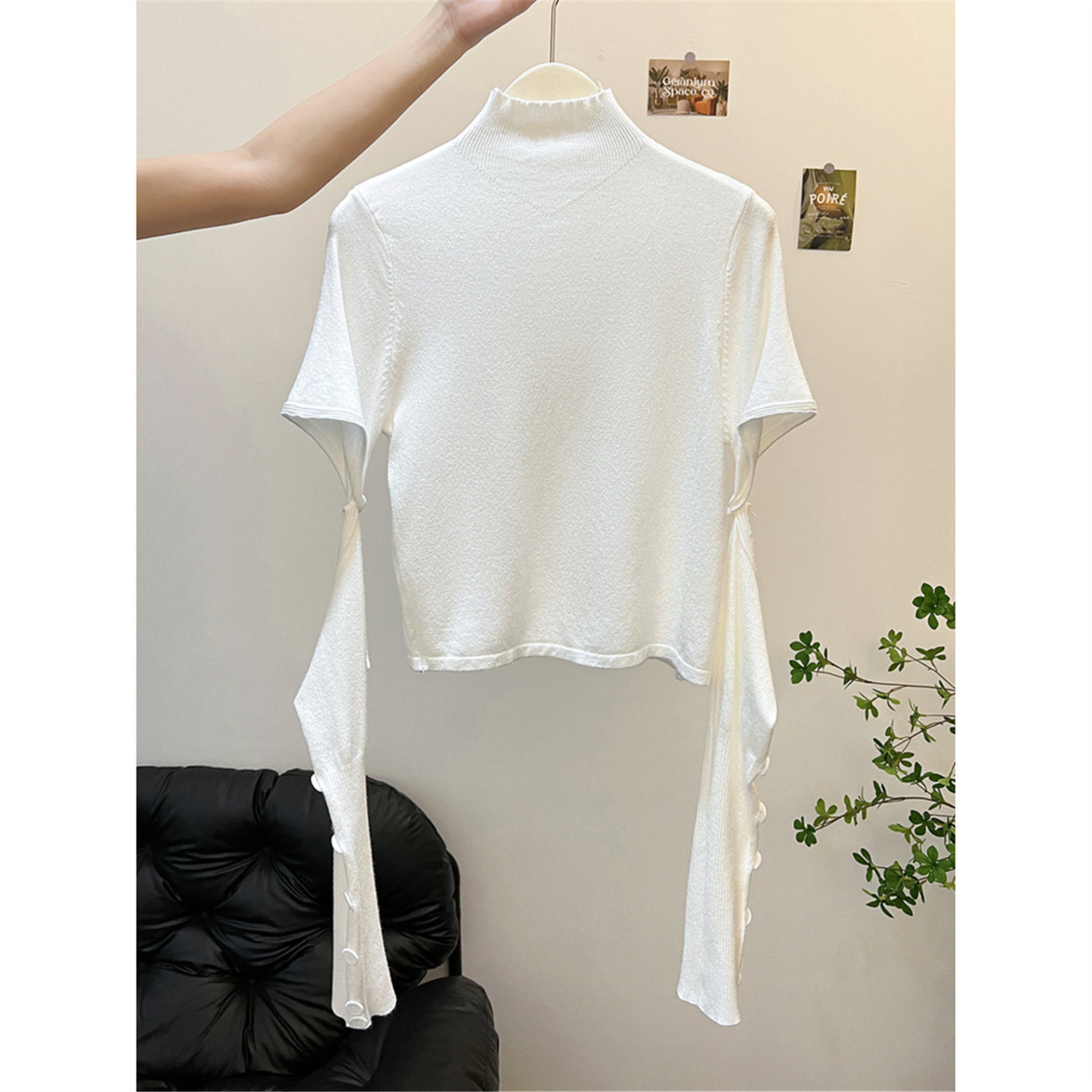 半高领白色毛衣针织衫女秋冬高级设计感可外穿内搭打底衫长袖上衣,女装/女士精品,毛针织衫,淘宝优惠券,粉丝福利购,淘宝优惠卷