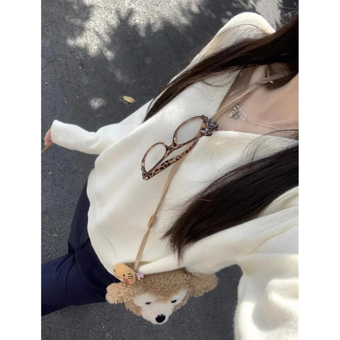 奶fufu软糯v领毛衣女针织衫上衣