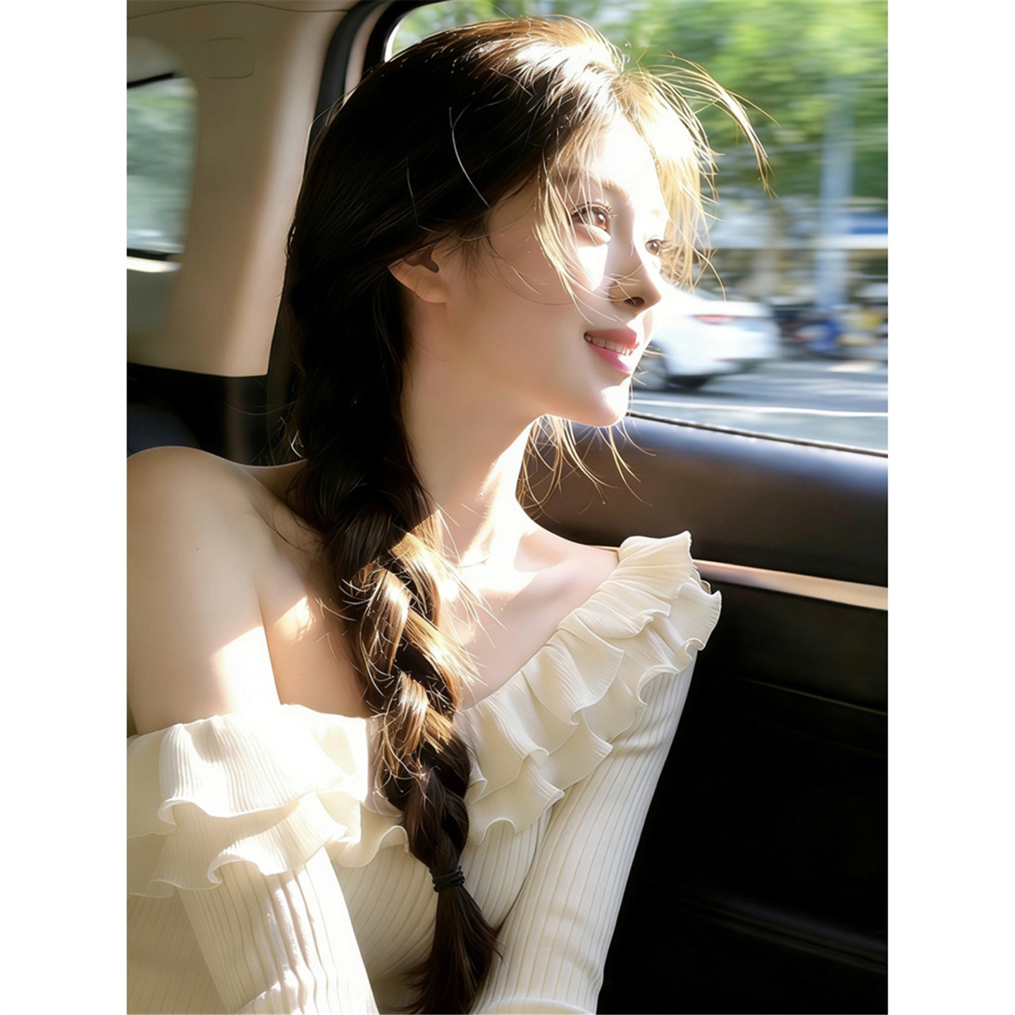 温柔风杏色一字领荷叶边针织衫毛衣女早春秋内搭修身打底露肩上衣