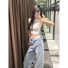 纯欲风白色短款高腰露脐t恤女短袖夏季掐腰修身美式辣妹正肩上衣