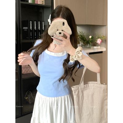 纯欲风辣妹紧身收腰短袖t恤女潮
