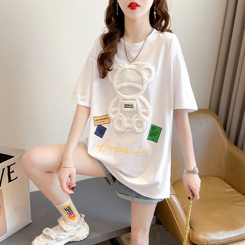 宽松设计感小个子洋气短袖T恤女