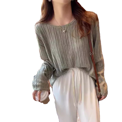 宽松慵懒风圆领外穿毛衣女针织衫