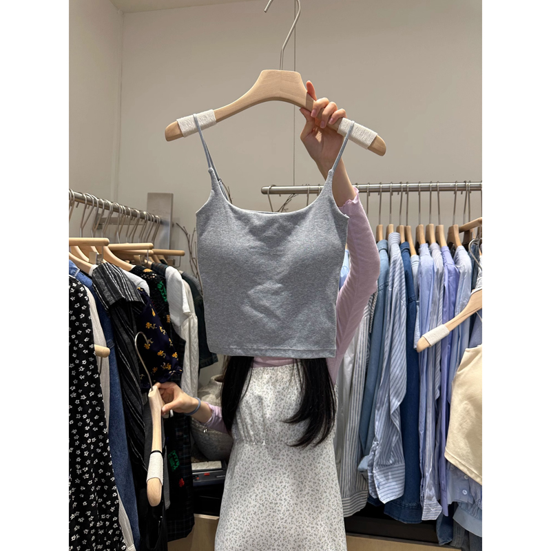 美式辣妹带胸垫吊带背心女内搭潮