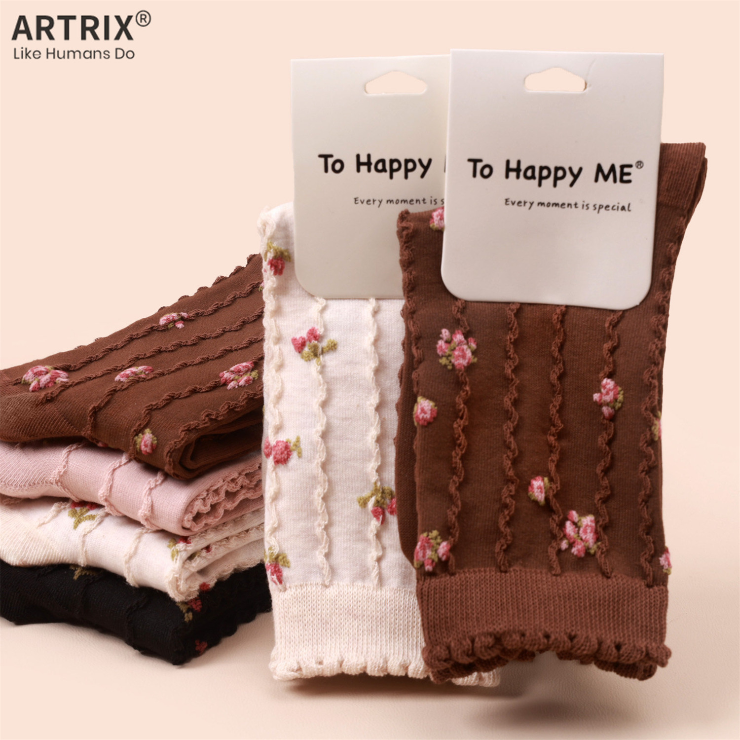 小玫瑰花边堆堆袜女中筒袜春秋日系甜美可爱棉质长袜