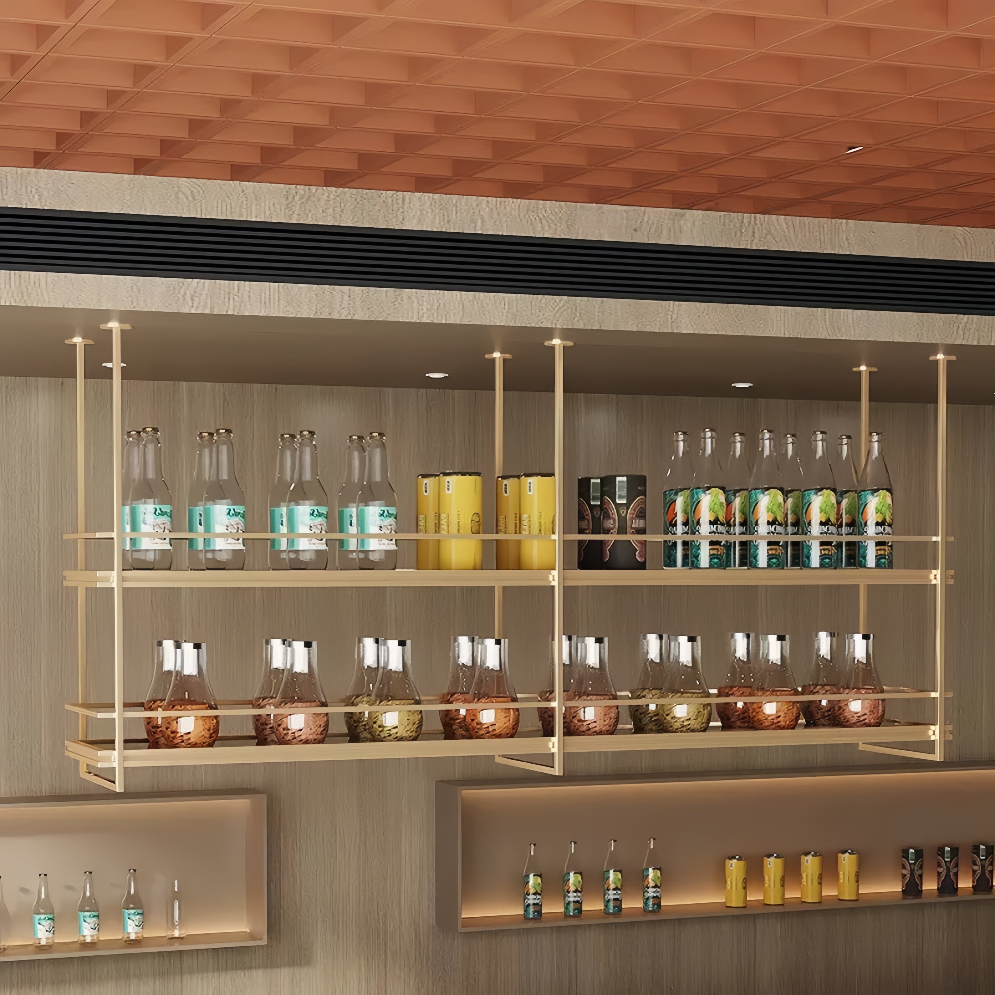 铁艺酒架吊柜吧台墙上展示架定制图片