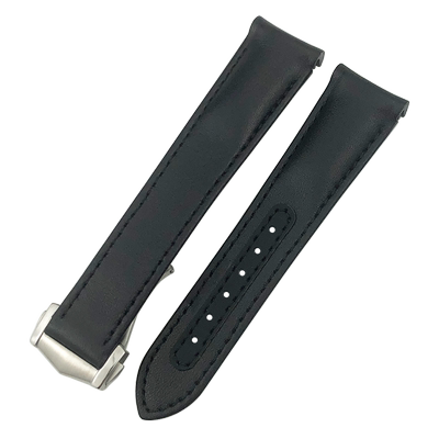 YGB真皮弧口手表带适用欧米茄超霸月之暗面新海马300海洋宇宙21mm