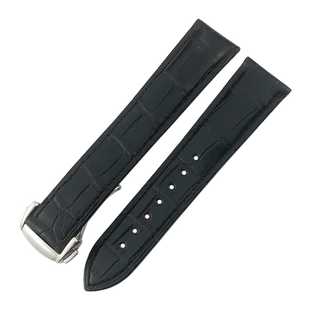 YGB美洲鳄鱼皮适用omega欧米茄伽蝶飞海马超霸蝴蝶扣蓝色真皮20mm