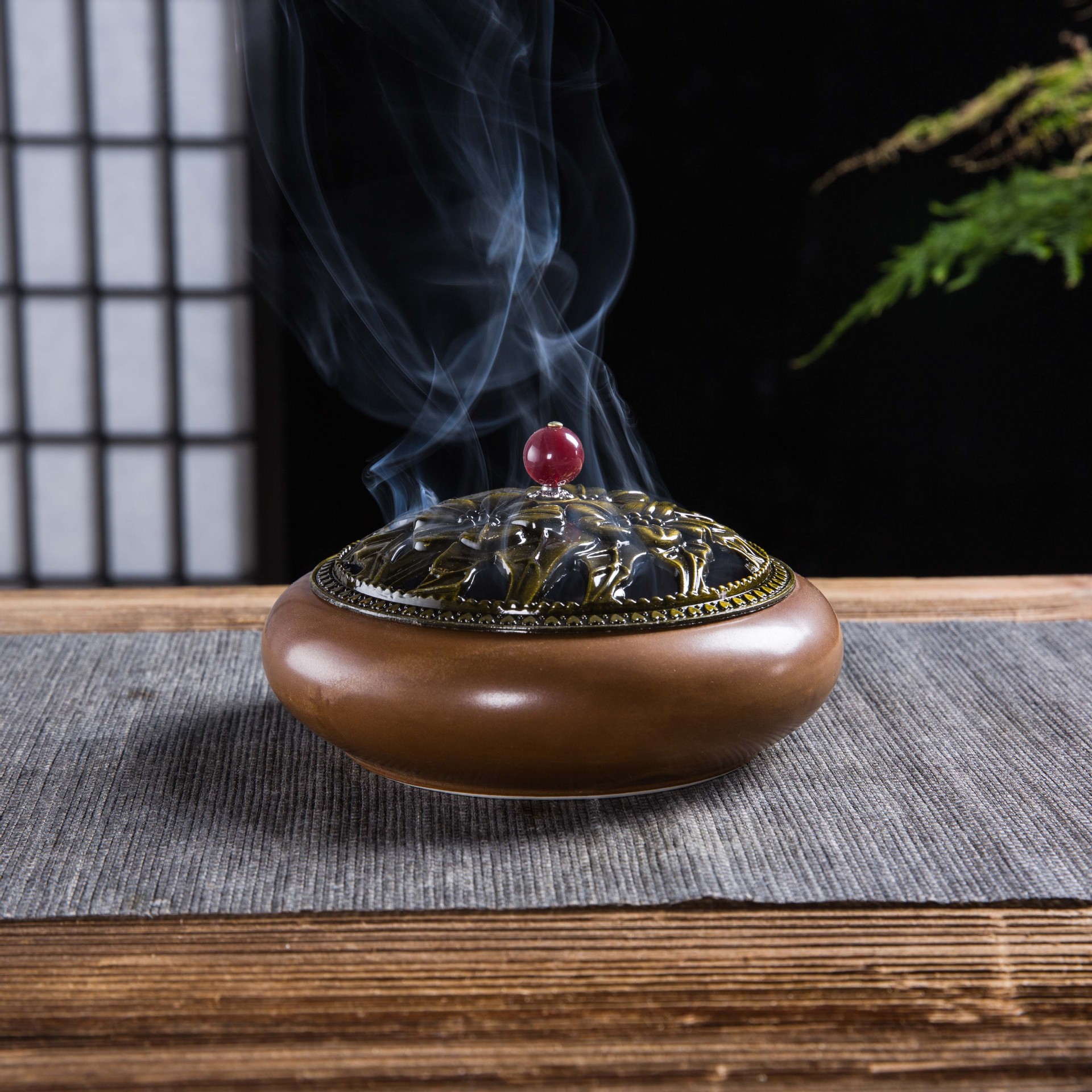 用大号香炉陶瓷新款蚊香盘托家用檀香线香仿古供佛香炉摆件a1000