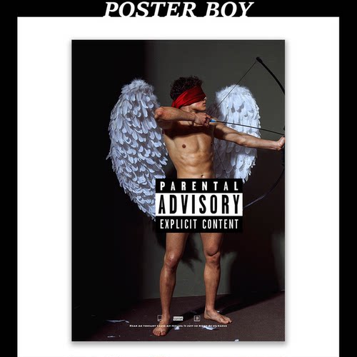 天使丘比特复古少年噪点性感海报/自制A3氛围感男模装饰画/M145