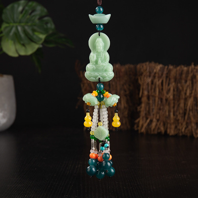 观音汽车挂件饰品玉石摆件车载车上吊坠挂饰佛像车内