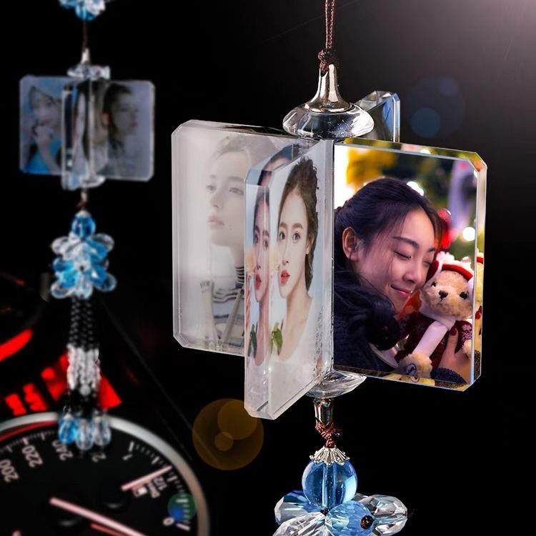 汽车挂件照片定制礼物挂饰diy相片制作水晶相册创意车载吊坠抖音