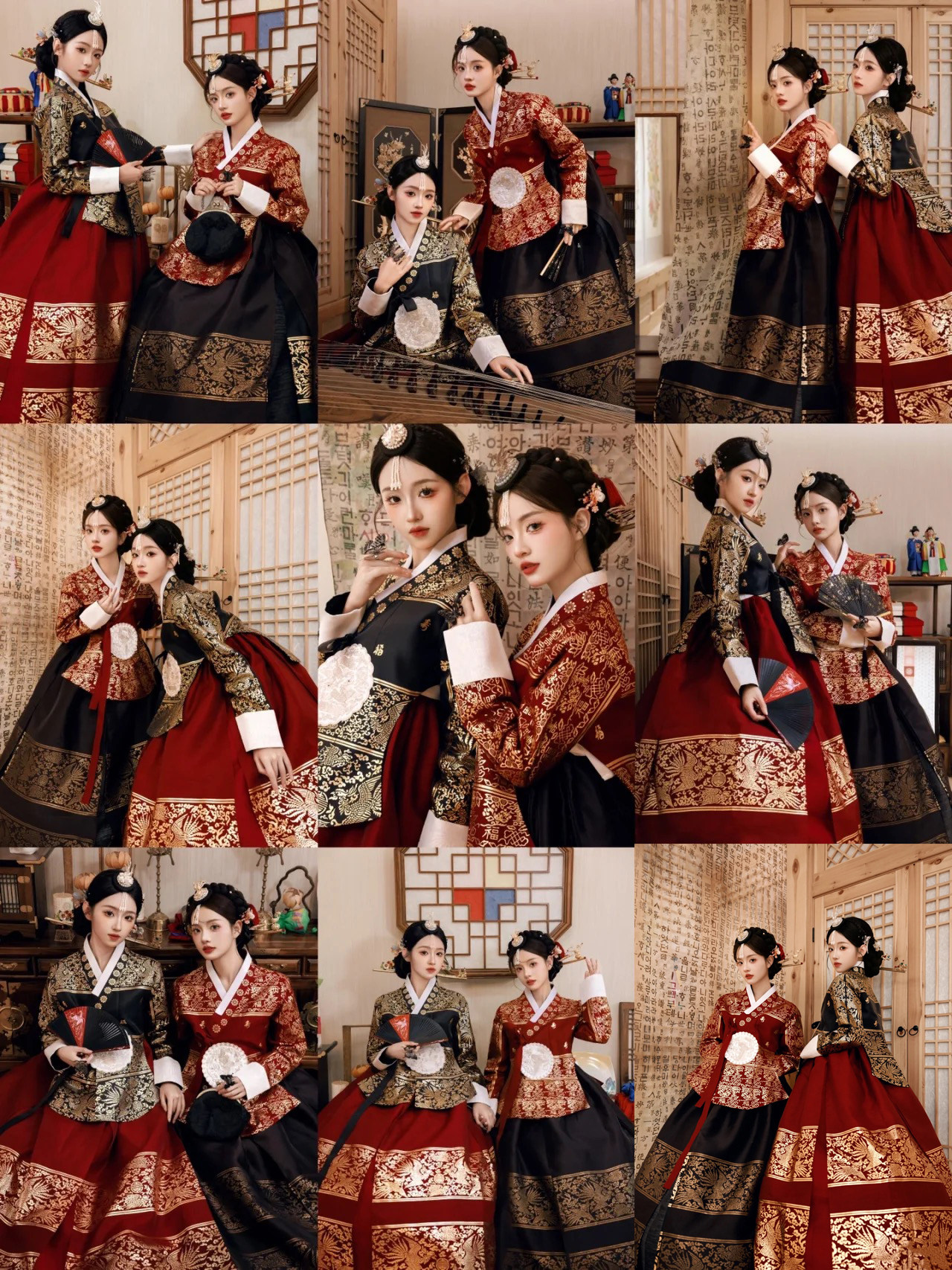 韩服服饰女士朝鲜服 婚服高级爆款新款表演生日女装大气金色跨境