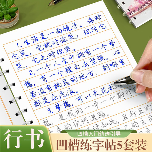 字帖成人行书行楷练字神器凹槽速成练字帖成年手写女生字体漂亮大学生男霸气草书钢笔硬笔书法练字本初中高中生初学者练习写字连笔