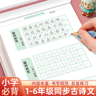 小学生古诗词练字帖同步字帖练字人教版每日一练硬笔书法专用一年级二年级三四五六年级钢笔练字本每日一诗描红楷书练习写字本贴